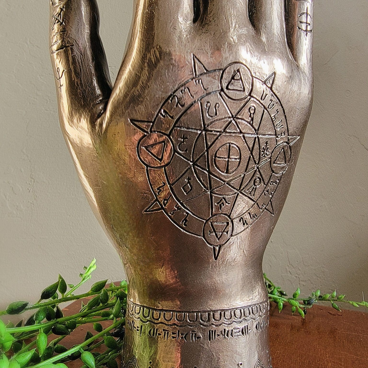 Bronze Hamsa Palmistry Hand Protection And Good Luck Statue Oddities