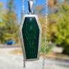 Green Coffin Skeleton Necklace, Gothic jewelry for Woman