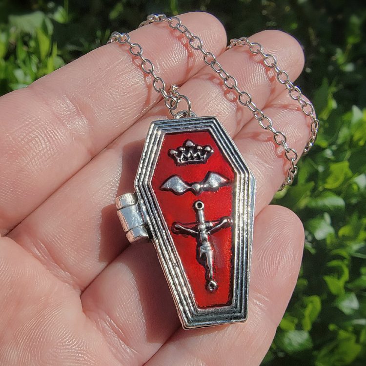 Red Coffin Locket, Coffin Locket, Gothic Jewelry, Gothic Necklace