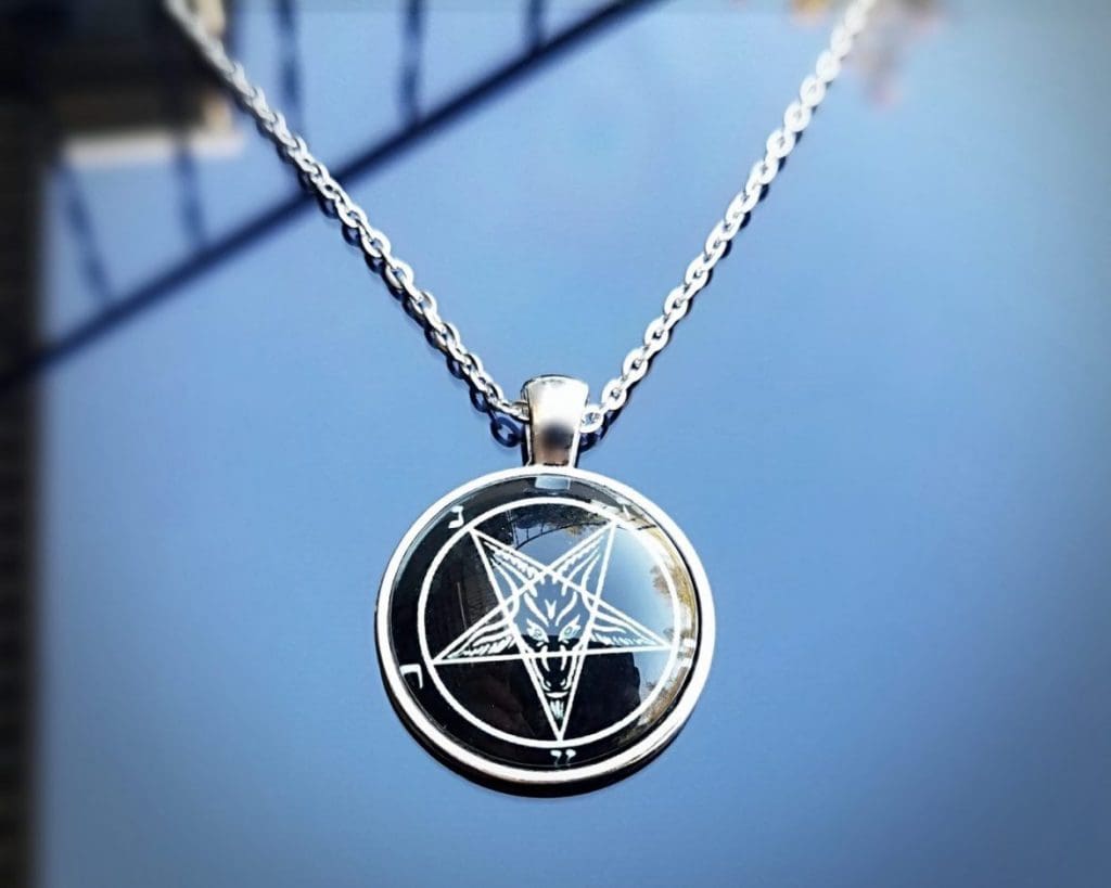 Baphomet Necklace, White Inverted Pentagram, Sigil of Baphomet Pendant ...