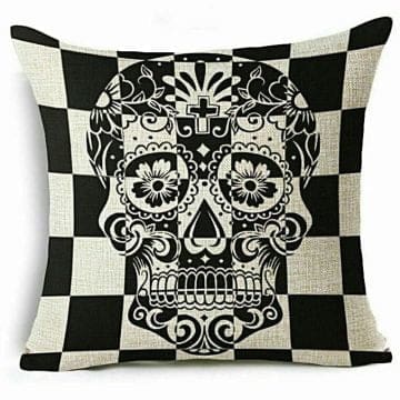 Day of the Dead Throw Pillow, Gothic Decor, Skull Pillow