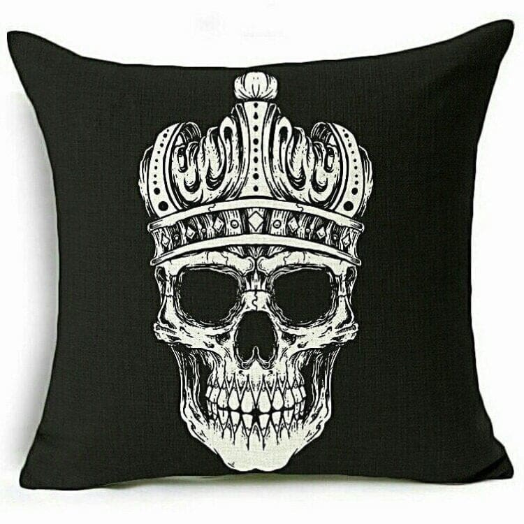 Skull with Crown, Skull Pillow, Gothic Decor