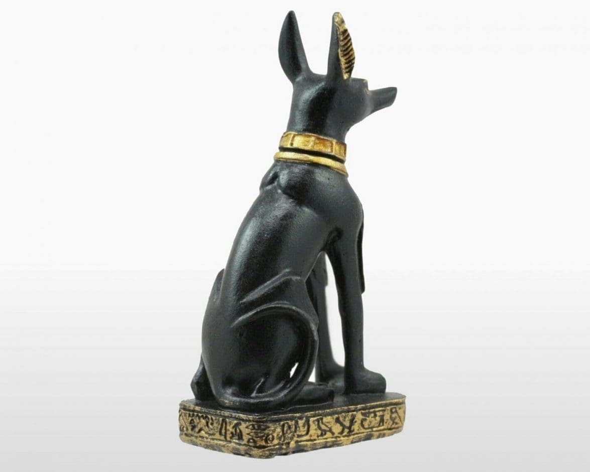 3.5 Inch Hand Painted Resin Two Tone Egyptian Anubis Jackal Statue TLT 