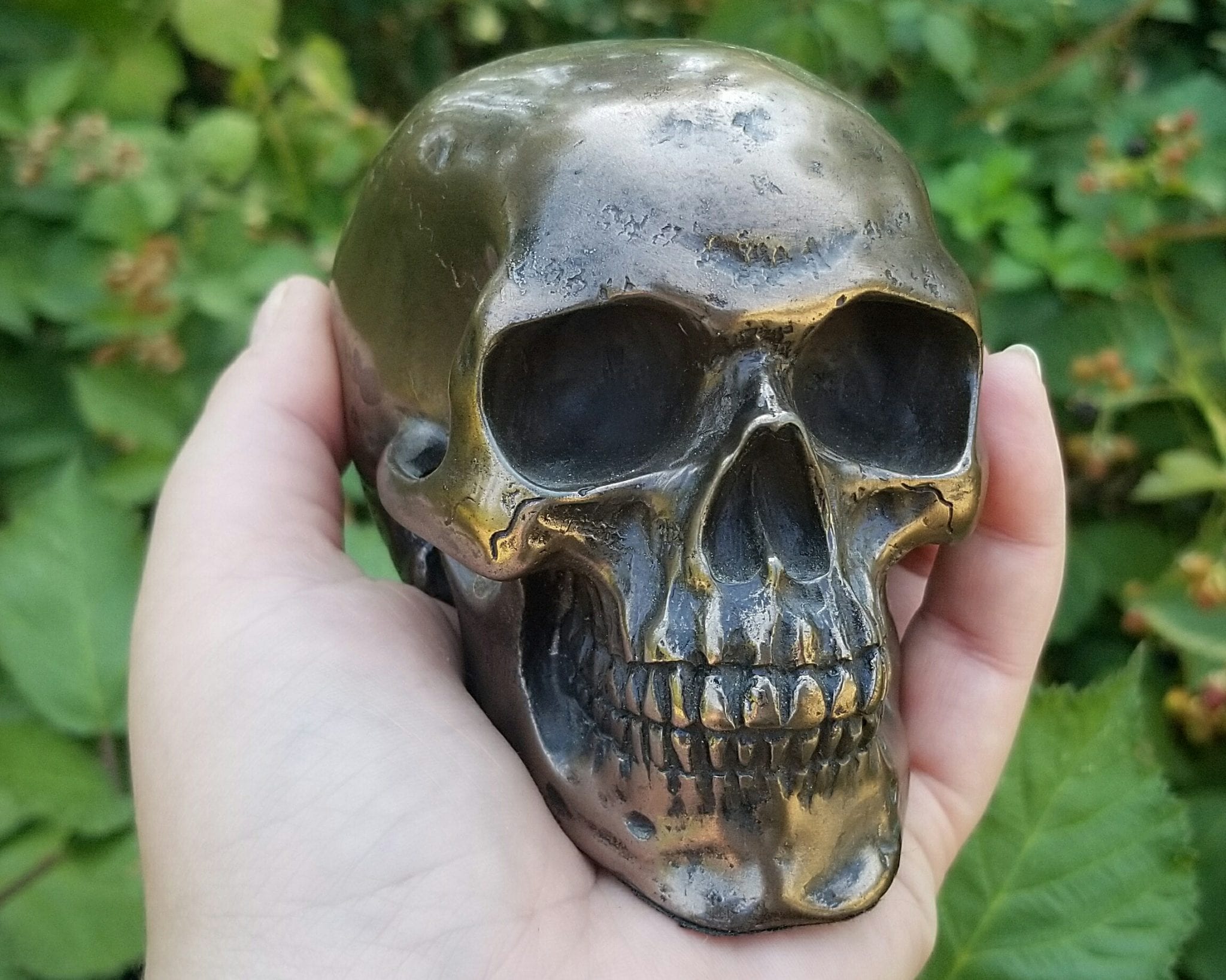 Bronze Skull, Human Skull Decor, Gothic Decor, 4.5 Inch - Oddities For