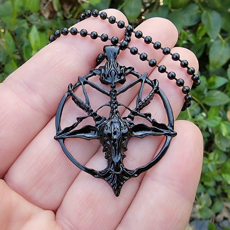 Black Baphomet Necklace, Baphomet Pendant, Satanic Jewelry