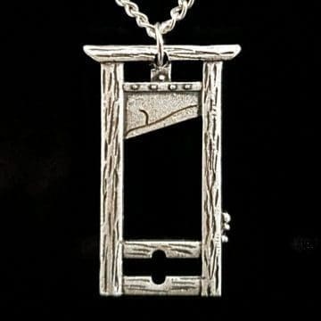 Silver Guillotine Pendant Necklace, Gothic Jewelry, Guillotine Necklace