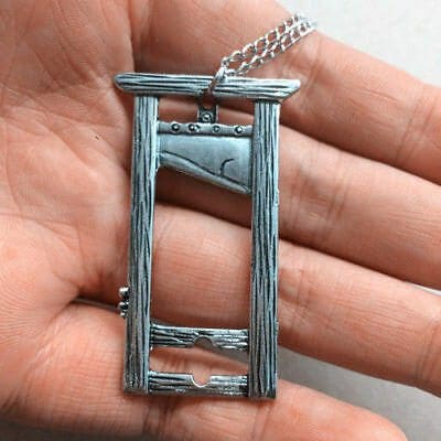 Silver Guillotine Pendant Necklace, Gothic Jewelry, Guillotine Necklace