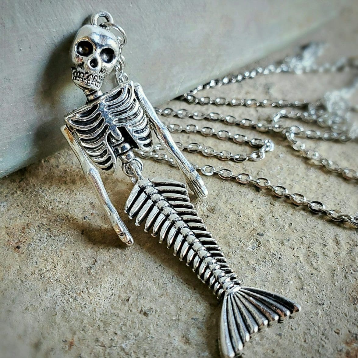 Mermaid Skeleton Necklace, Fiji Mermaid, Gothic Jewelry