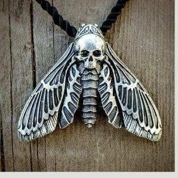 Skull Moth Necklace, Deaths Head Moth Jewelry, Witch Jewelry, Gothic Jewelry
