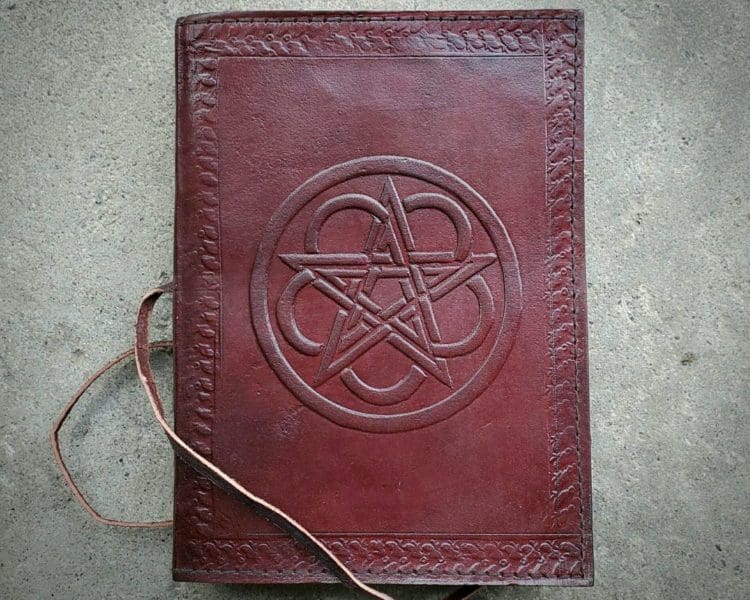 Brown Pentagram Leather Journal, Book of Shadows, Occult Items
