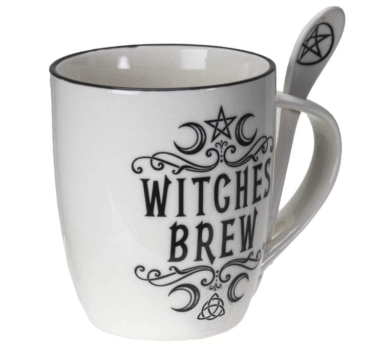 Witches Brew Mug and Spoon, Gothic Kitchen Decor
