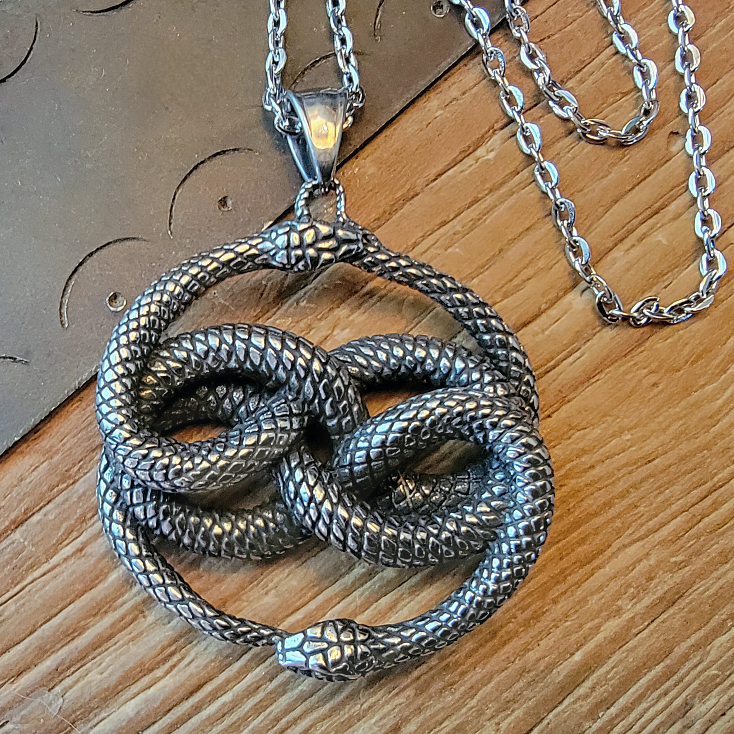 Ouroboros necklace Neverending Story pendant - by Black Wolf Pendants