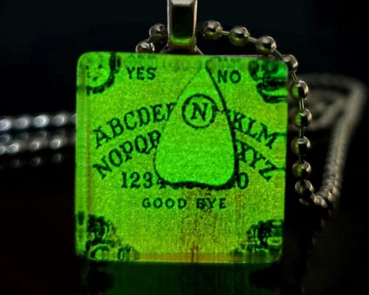 Ouija Board Necklace, Glow Ouija Pendant, Gothic Jewelry