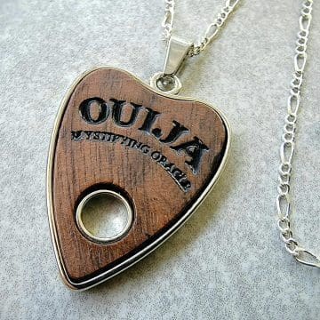 Ouija Necklace, Wooden Planchette Pendant, Gothic Jewelry
