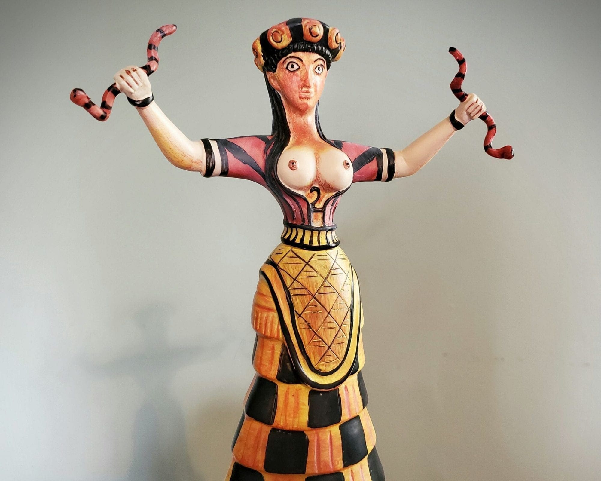Cretan Snake Goddess Figurine Figure Designed by Oberon Zell 10.75 Inch Tall Home Decor