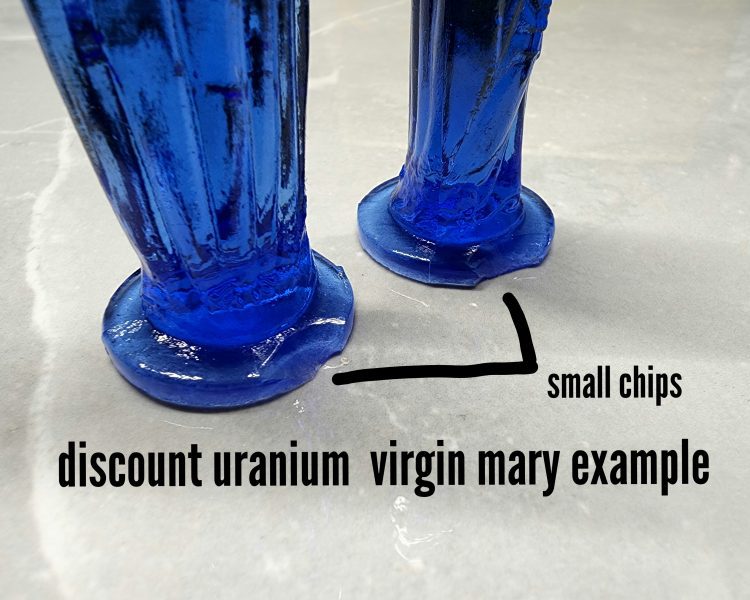 Discount Uranium Glass Figures, Virgin Mary Figurine, Vaseline Glass