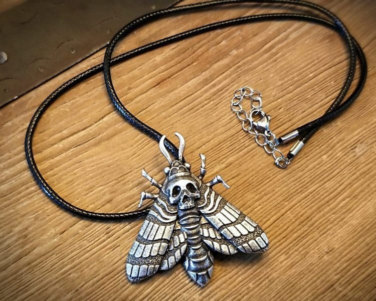 Heath Head Moth Necklace, Gothic Jewelry