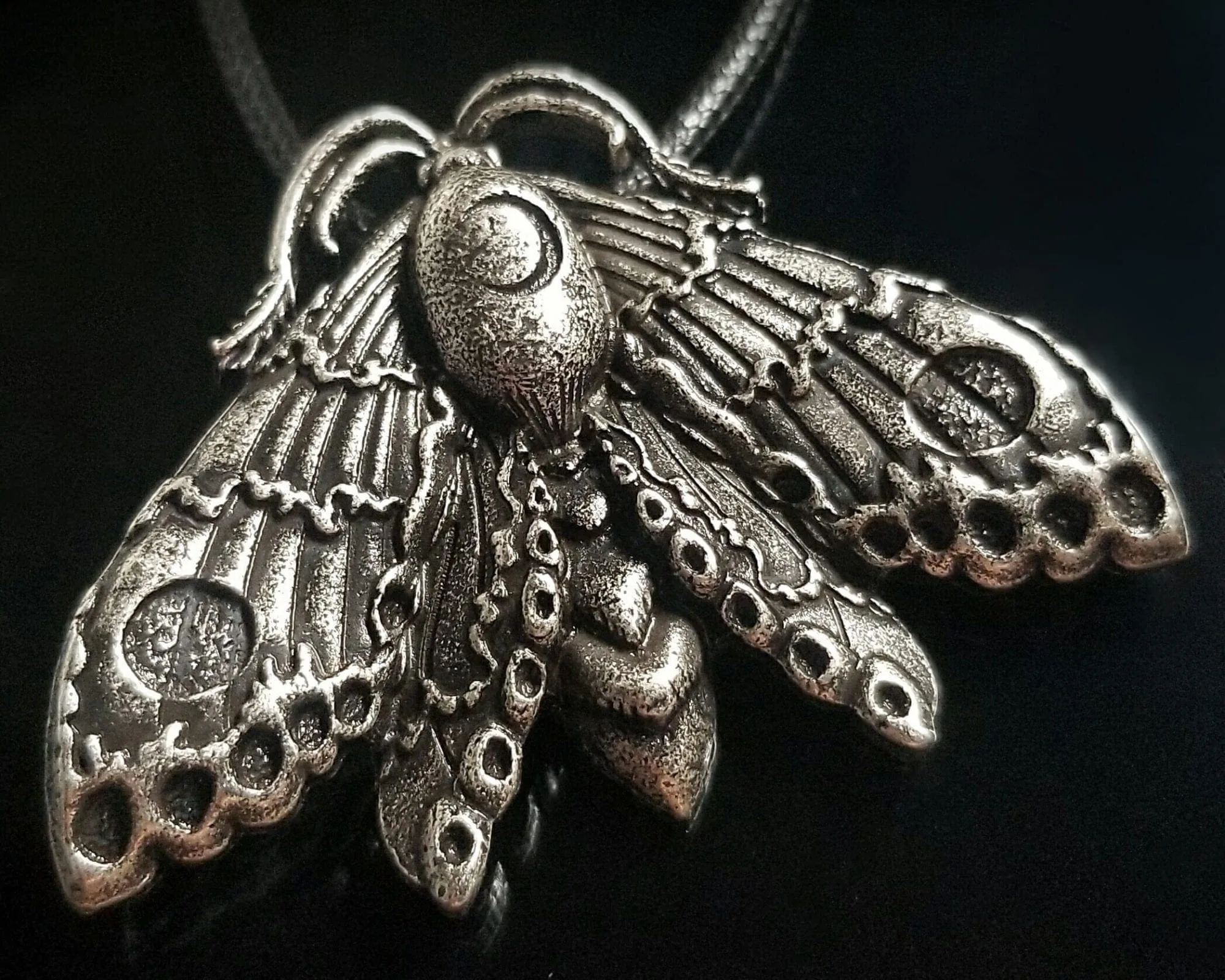 Slide 5 for Moth Moon Necklace, Crescent Moon, Moth Pendant