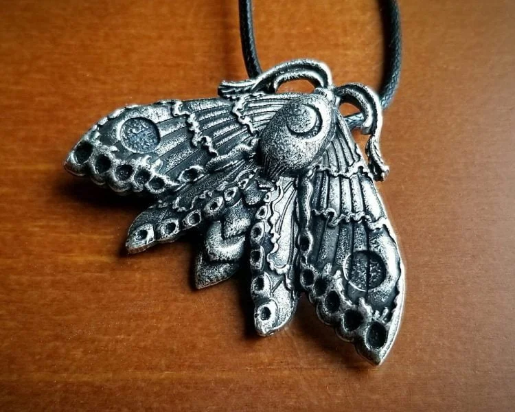 Moth Moon Necklace Gothic Jewelry 4