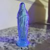 Radioactive Virgin Mary, Vintage Uranium Glass Figurine, Vaseline Glass
