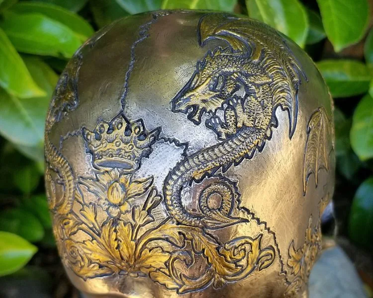 Bronze Skull, Bronze Human Skull, Dragon Skull, Gothic Decor