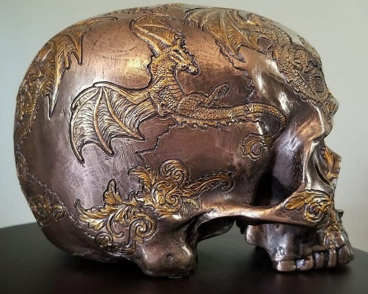 Bronze Skull, Bronze Human Skull, Dragon Skull, Gothic Decor