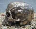 Bronze Skull, Bronze Human Skull, Gothic Decor, Antique Map Skull