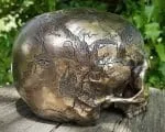 Bronze Skull, Bronze Human Skull, Gothic Decor, Antique Map Skull