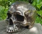 Bronze Skull, Bronze Human Skull, Gothic Decor, Antique Map Skull