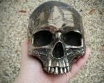 Bronze Skull, Bronze Human Skull, Gothic Decor, Antique Map Skull