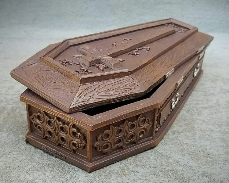 Large Coffin Jewelry Box, Gothic Decor, Ornate Black Skull Trinket Box -  Oddities For Sale has unique