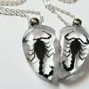 Scorpion Heart Necklace, Real Scorpion Necklace, Gothic Valentines Day Gift, Gothic Jewelry
