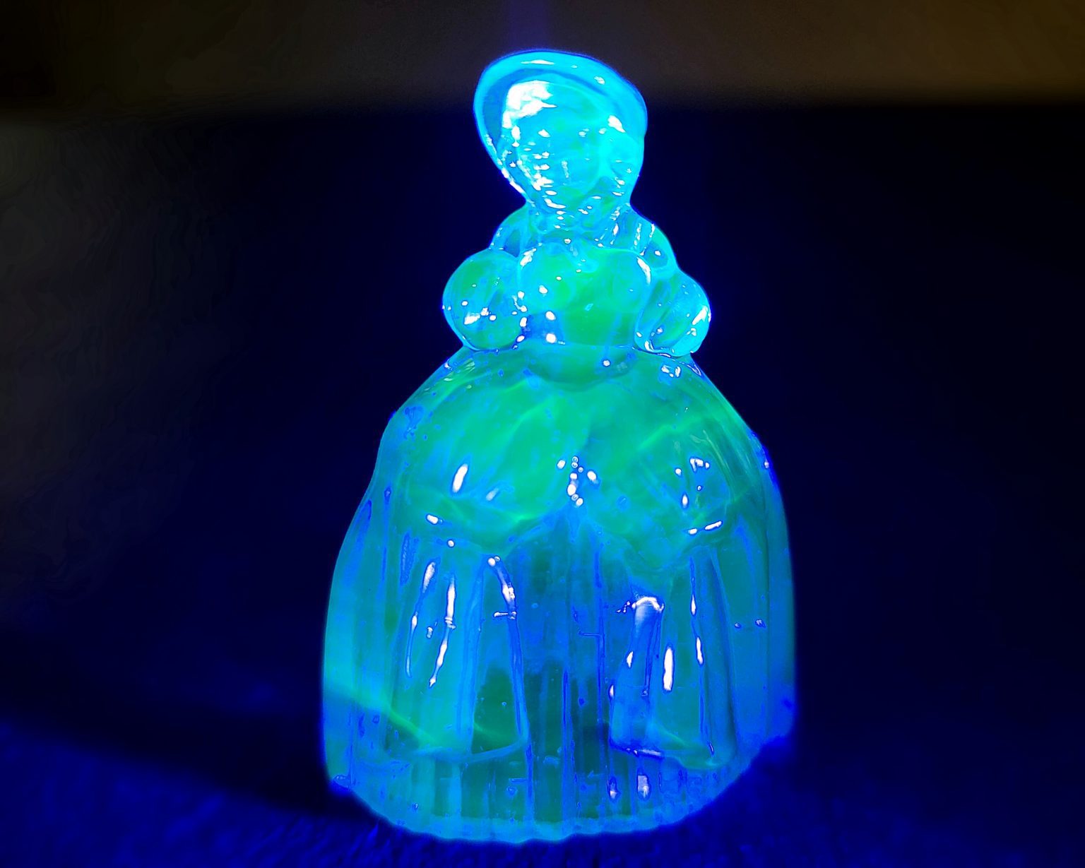 Radioactive Virgin Mary, Uranium Glass Figurine, Vaseline Glass