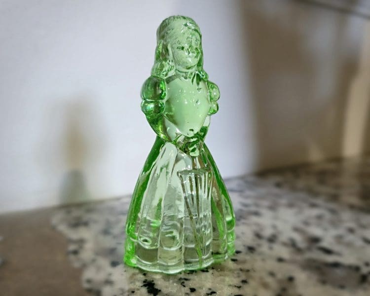 Uranium Glass Figurine, Vaseline Glass Figurine, Oddities, Curiosities