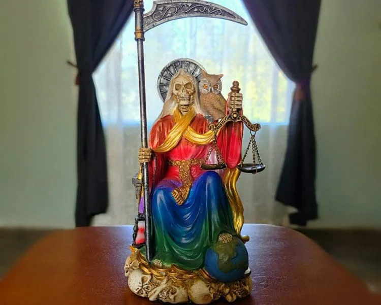 Large Santa Muerte Statue, Sitting Santa Muerte, Gothic Decor