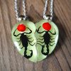 Real Insect Jewelry, Scorpion Heart Necklace, Gothic Friendship Necklace