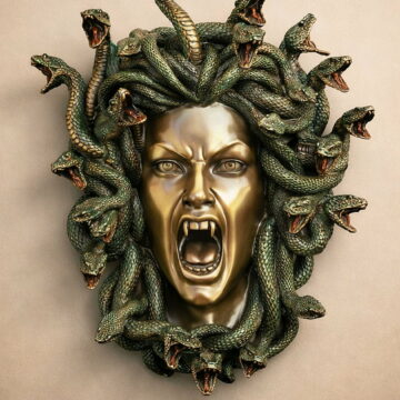 Large Bronze Medusa Wall Statue, Mythological Monster, Gothic Decor