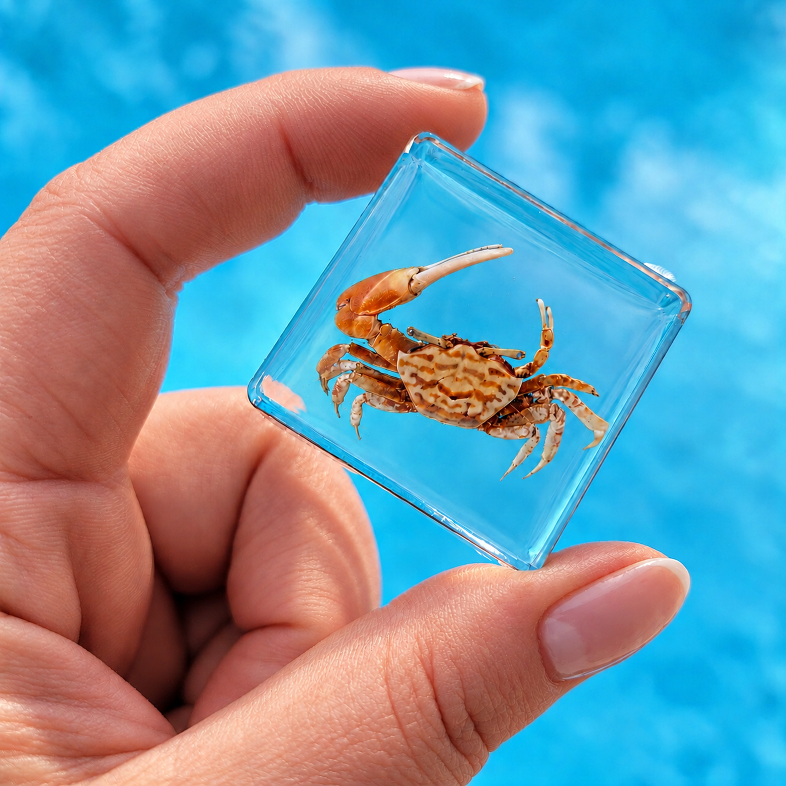 Slide 4 for Fiddler Crab in Resin, Tiny Real Crab Specimen, Uca crassipes