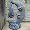 Hanging Bat and Moon Statue, Gothic Decor