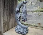 Hanging Bat and Moon Statue, Gothic Decor