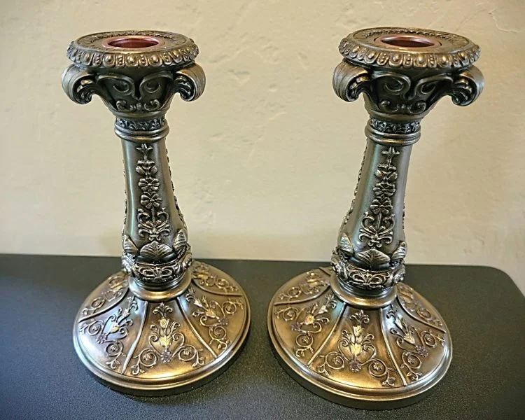 Pr. Metal Victorian Gothic Church Design Candle Holders Candle Sticks