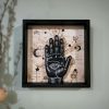Gothic Decor, Black Palmistry Hand Framed Wall Art