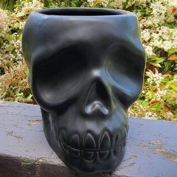Black Skull Planter, Gothic Garden Decor