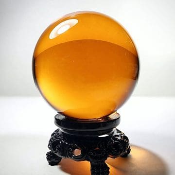 Orange Sphere, Amber Crystal Ball, 80mm Orange Glass Ball