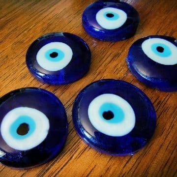 Glass Evil Eye, Blue Glass Eye, Good Luck Charm, Curiosities