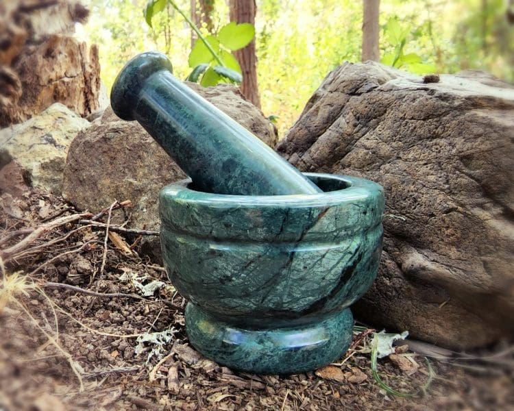 Green Marble Mortar and Pestle, Herb Grinder