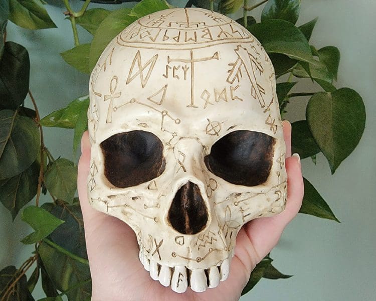 Carved Skull, Sigil Skull, Gothic Home Decor