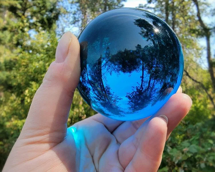80mm Blue Crystal Ball, Blue Glass Ball, 3.15 inches - Oddities