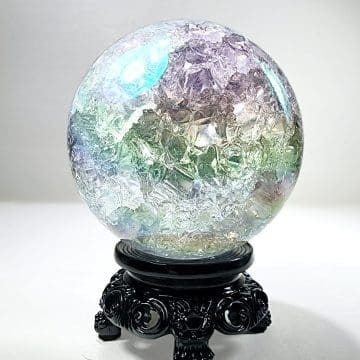 Crackle Aurora Crystal Ball, 80mm Aurora Glass Ball, 3.15 inch