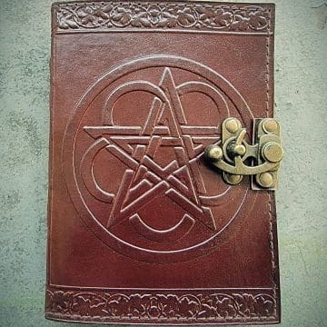 Pentacle Journal with Latch, Real Leather Diary, Sketchbook, Book of Shadows
